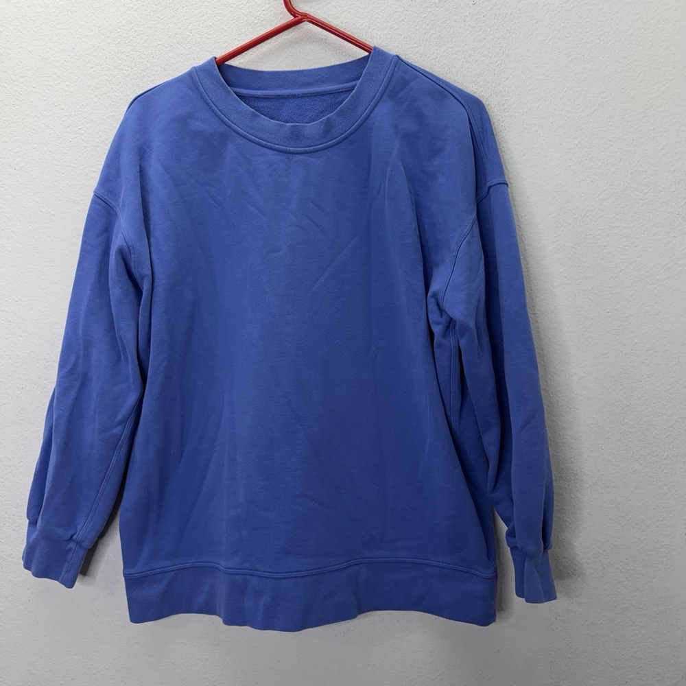 Lululemon Softstreme Perfectly Oversized Crew Crewneck Sz 8 Blue Sweatshirt Boxy
